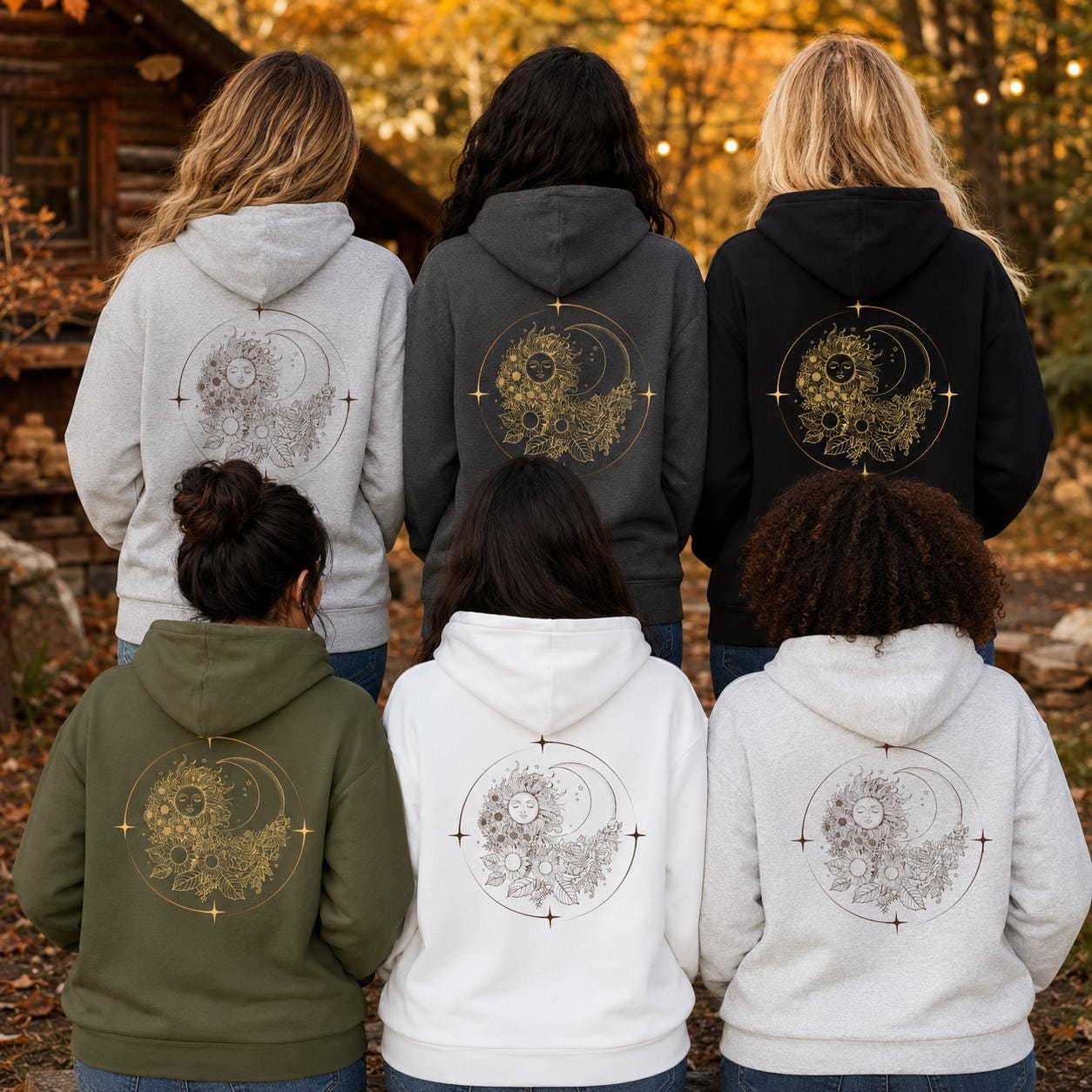 Celestial Hoodie, Moon and Sun Hooded Sweatshirt, Witchy