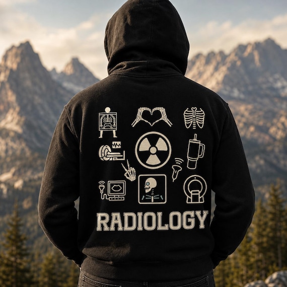 Radiology Full Zip up Hoodie X-ray Tech Zipup Hooded Sweatshirt
