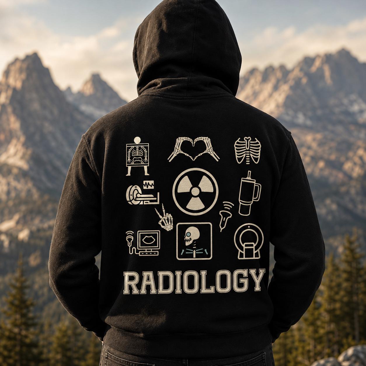 Radiology Full Zip up Hoodie X-ray Tech Zipup Hooded Sweatshirt