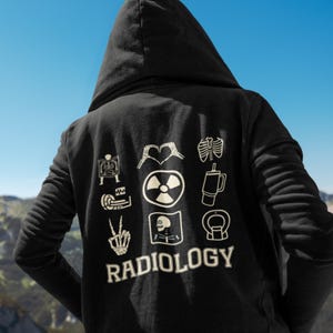 Radiology Full Zip Up Hoodie X-Ray Tech Zipup Hooded Sweatshirt Radiologist Life Gift for Imaging Ct Scan RAD MRI XRay RT Jacket