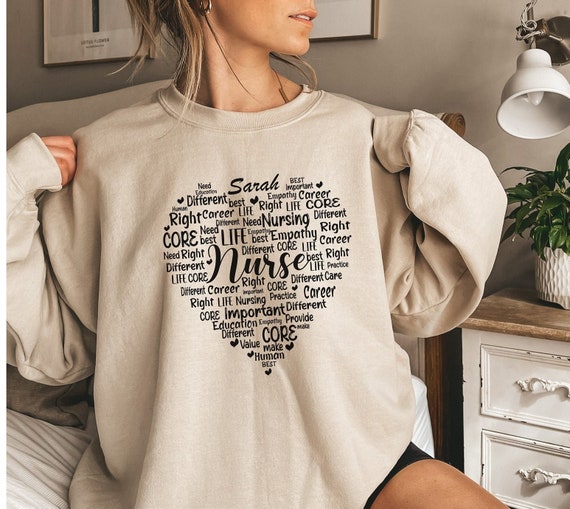 Personalized Nurse Sweatshirt RN Nurse Hoodie Nursing School Grad Registered Nurse Heart Graduation Student Nurse Crewneck Valentine Tshirt Etsy Canada
