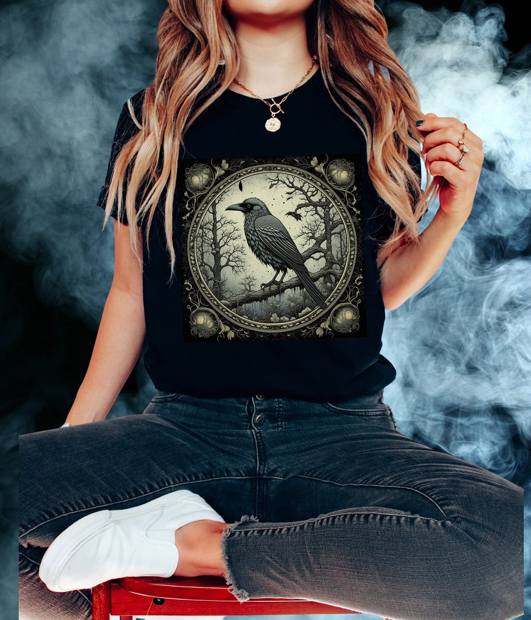 Gothic Raven Shirt Tarot Card Crow Tee Coquette Shirt Dark Academia ...