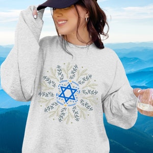 Hanukkah Sweatshirt Star of David Crewneck, Chanukah Matching Family Shirts, Jewish Holiday Gift, Support Israel