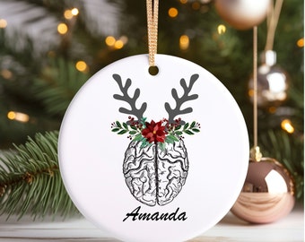 Neuro Nurse Ornament Custom Christmas Ornament Personalized Science Brain Anatomy Christmas Gift Neurology Science Teacher Nurse Gift