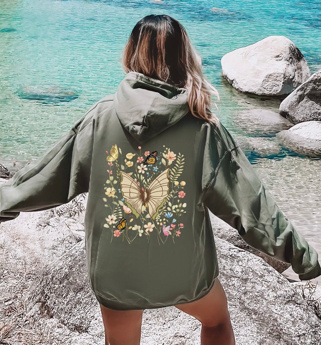 Butterfly Sweatshirt Wildflower Hoodie Whimsigoth Coquette Sweatshirt ...