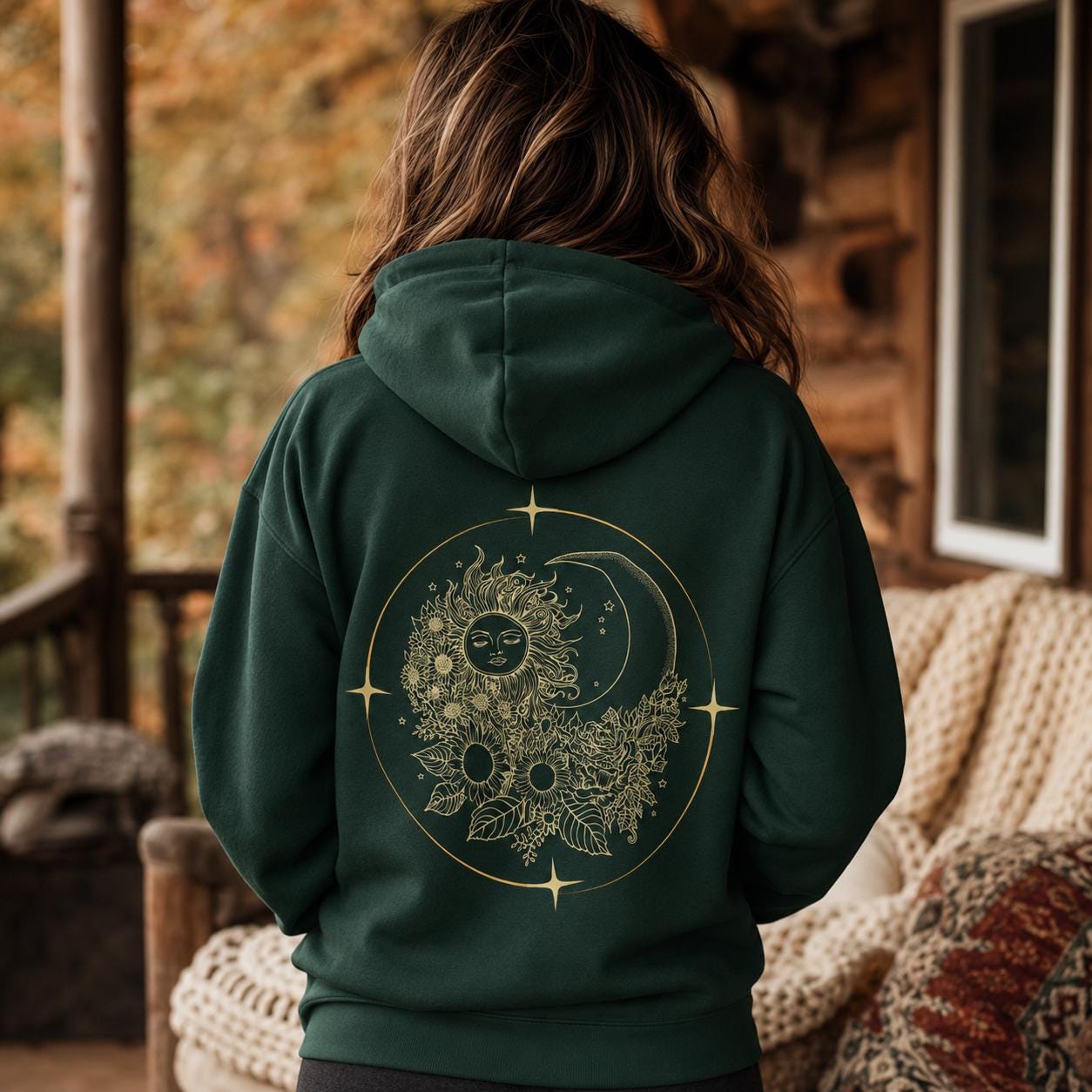 ミュージシャン INFINITY MOON Hoodie Celestial Hoodie, Moon and Sun Hooded Sweatshirt, Witchy