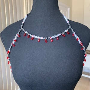 Rezz Festival Body Chain (Style 8) black and red crystal beads