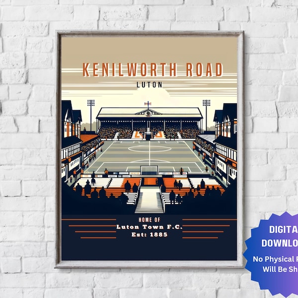 Vintage Art Deco Luton Town FC Kenilworth Road Stadium Poster Retro Design Print Ad Style