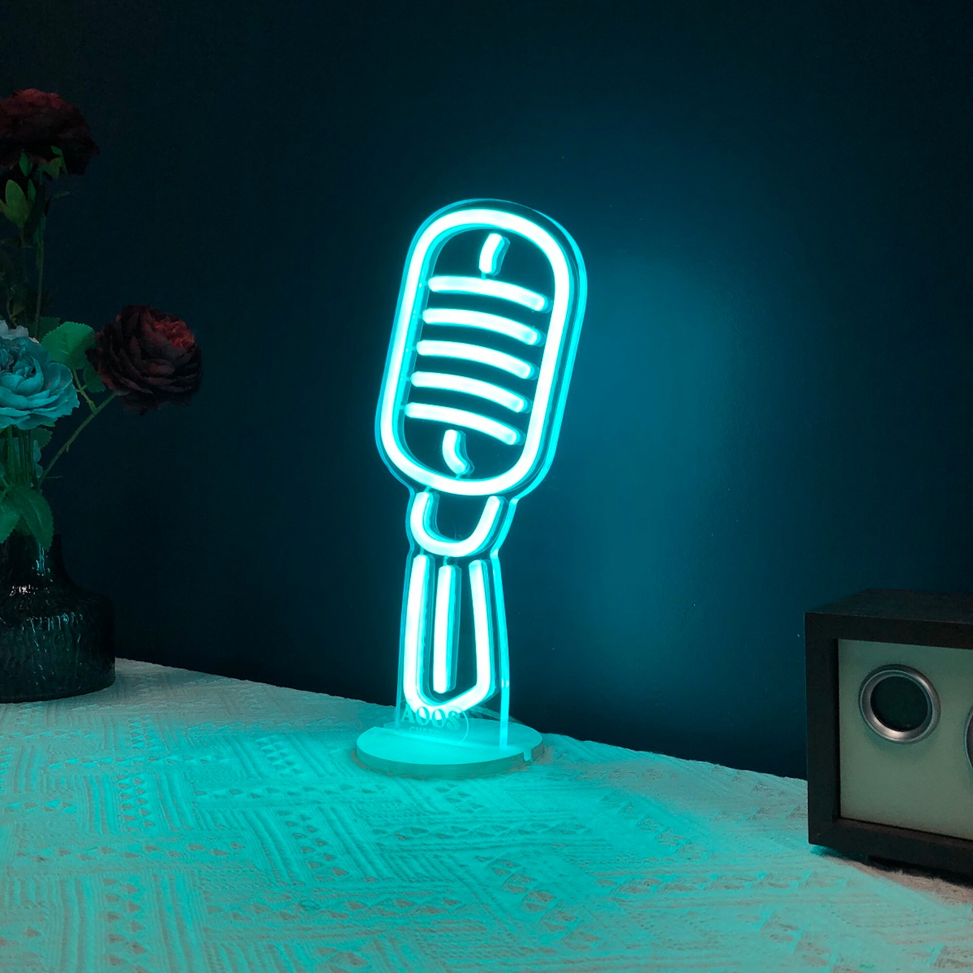 Microphone Neon Sign Desktop Neon Lights Tabletop LED Sign Etsy