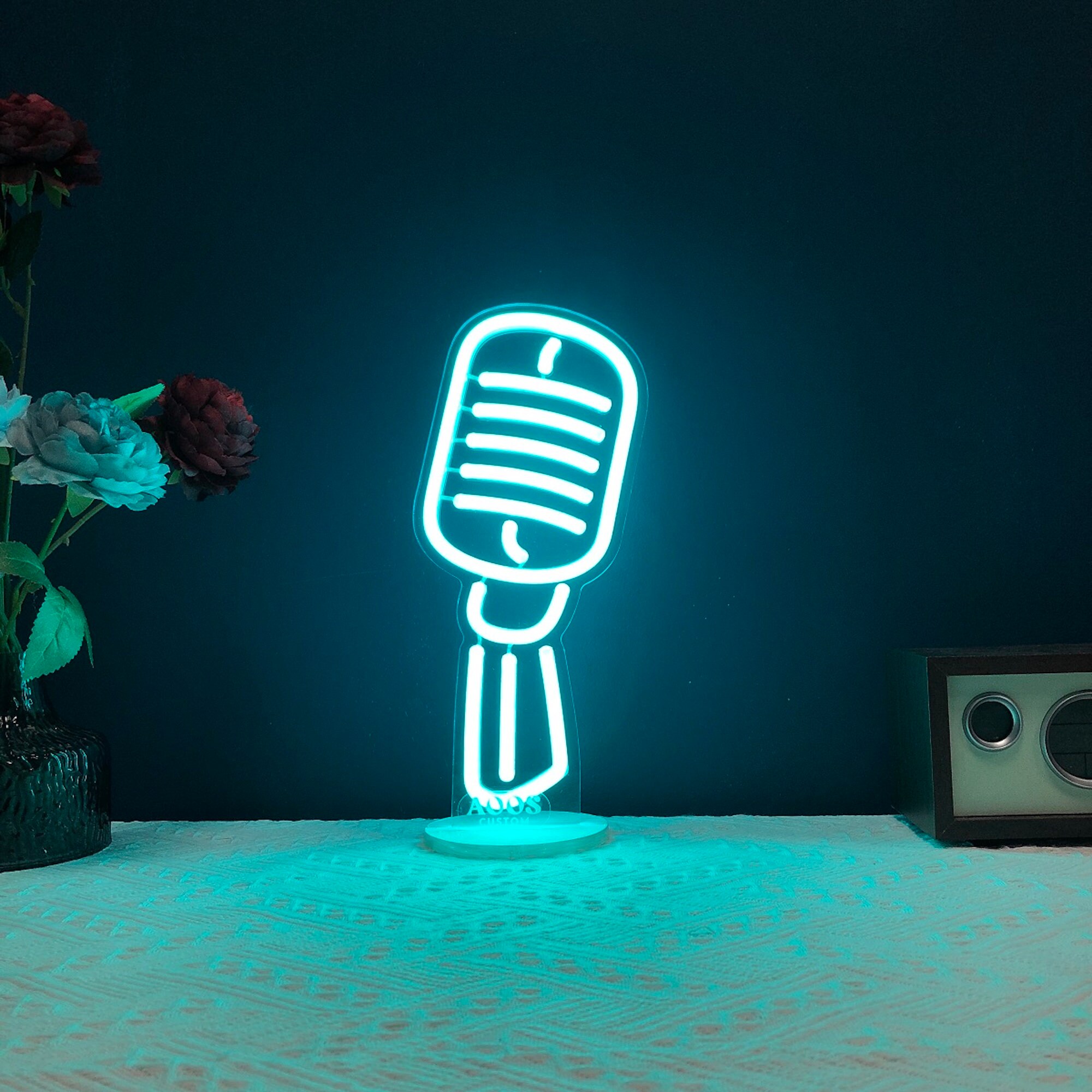 Microphone Neon Sign Desktop Neon Lights Tabletop LED Sign Etsy