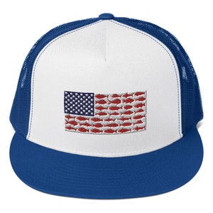 Fish Flag Trucker Cap, Trucker Hat, Fishing, Baseball Hat, Fishing Hat, Snapback Hat