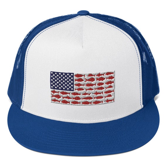 Fish Flag Trucker Cap, Trucker Hat, Fishing, Baseball Hat, Fishing Hat, Snapback  Hat 