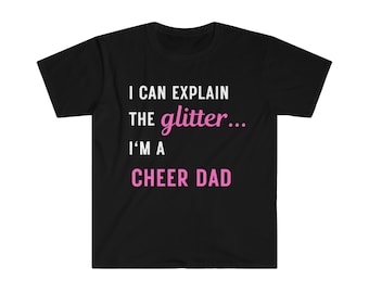 Camiseta engraçada de pai animador | Camiseta de manga curta | Eu posso explicar o glitter | Camiseta de manga curta | Camiseta de competição de líderes de torcida
