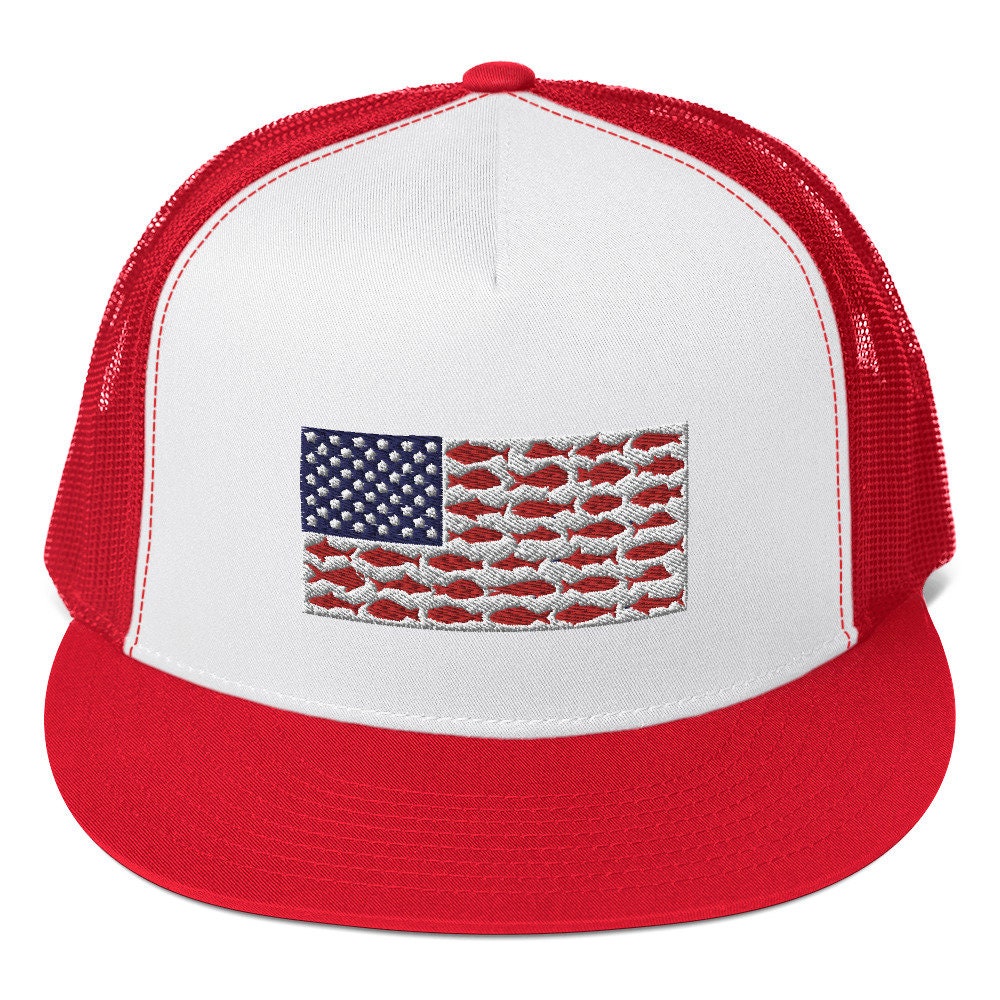 Fish Flag Trucker Cap, Trucker Hat, Fishing, Baseball Hat, Fishing Hat,  Snapback Hat 