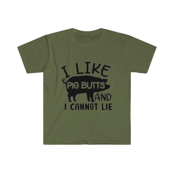 Funny Bacon T-Shirt For Men - "I Like Pig Butts & I Cannot Lie" Humor Tee In White, Heavyweight Cotton, Size XL