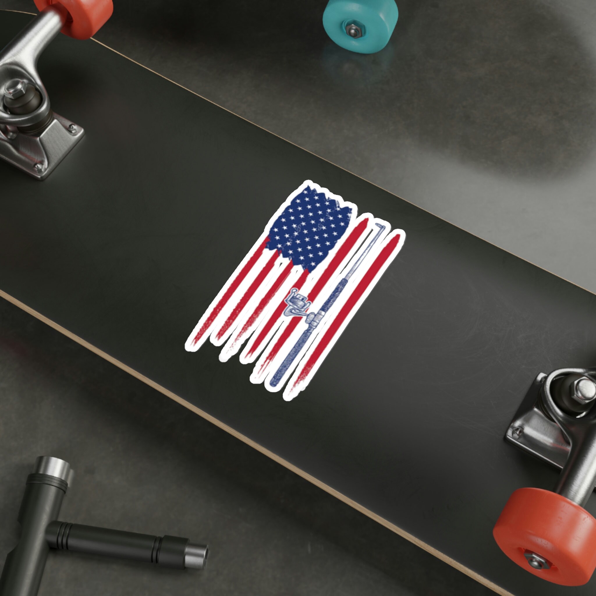 Fishing Rod American Flag Die Cut Sticker - Etsy Fishing Rod American Flag Die Cut Sticker - Etsy