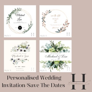 Personalisierte Save The Date/Hochzeitskarte | Blumenmotiv