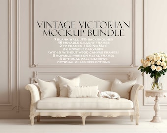 Victorian Vintage Mockup Bundle (7), Frame Mockups, Wall Art Mockup, Blank Wall Mockup, Boudoir Mockup, Gothic Mockups, Room Mockup PSD PNG