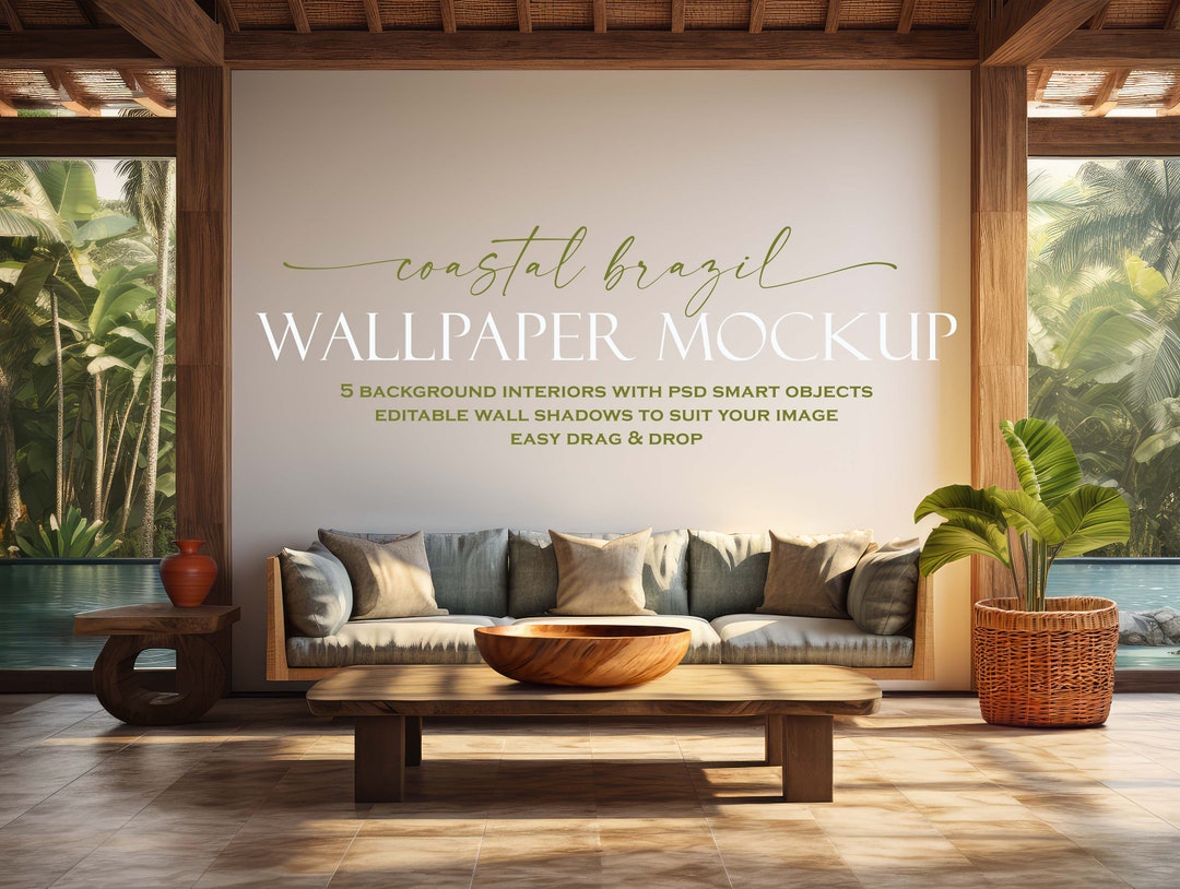 Wallpaper Mockup Bundle 5 Wall Mockup Coastal Brazil Empty Wall Mockup ...