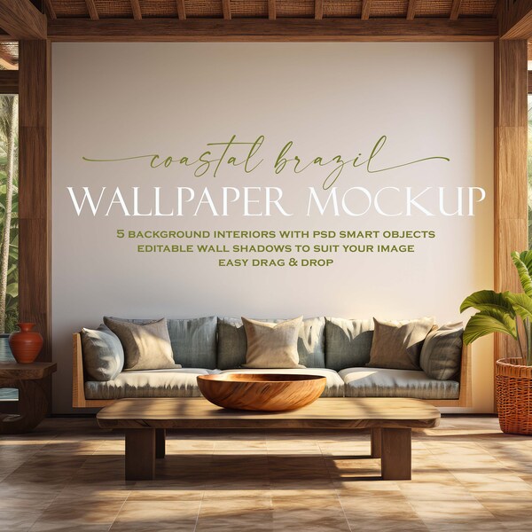 Wallpaper Mockup Bündel (5) | Wandmockup | Küsten Brasilien | Leere Wand Mockup | Leere Wand Mockup | Wandbild Mockup | PSD, JPG