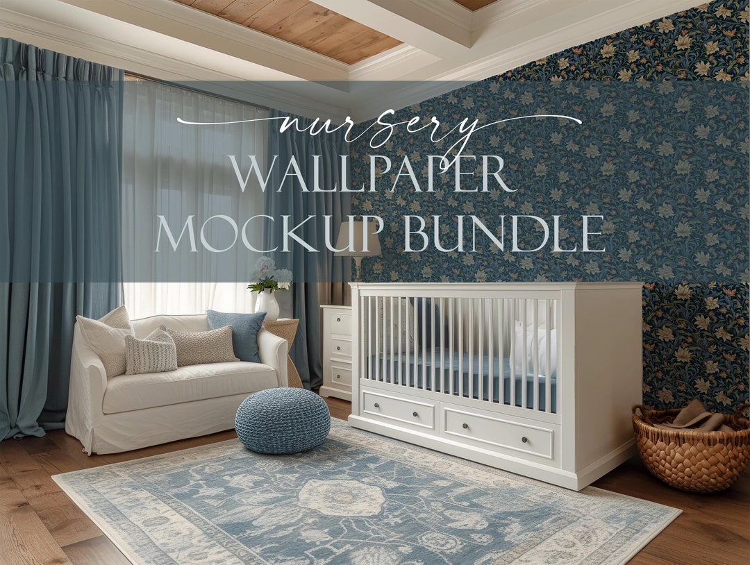 Nursery Wallpaper Mockup Bundle | PSD Smart Object, Mural Mockup ...
