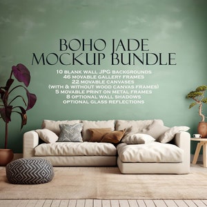 Boho Mockup, Frame Mockup Bundle (10), Boho Jade, Wall Art Mockup, Blank Wall Mockup, Boho Frame Mockup, Canvas Mockup, Square Frame PSD PNG