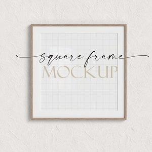 Wood Frame Mockup | Square Frame Mockup | Wall Art Digital Mockup | Square Minimalist Mockup | Simple Square Frame, PSD Smart Object, JPG