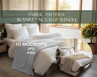 Blanket Mockup Bundle (10), Fabric Pattern Mockup, Digital Fabric Mockup, Textile Mockup, PSD Smart Object, JPG