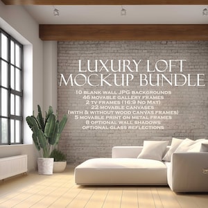 Frame Mockup Bundle (10) Luxury Loft, Canvas Frame Mockup, Art Frame Mockup, Blank Wall Mockup, Interior Room Mockup, Movable Frames PSD PNG
