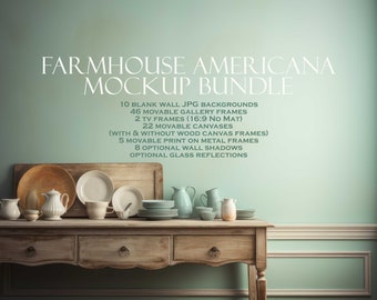 Farmhouse Mockup Bundle (10), Farmhouse Americana, Canvas Wall Art Mockup, Portrait Frame Mockup, Blank Wall Mockup, JPG PSD PNG