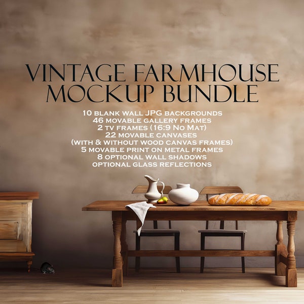 Farmhouse Mockup Bundle (10), Vintage Farmhouse, Frame Mockup, Wall Art Mockup, Blank Wall Mockup, Canvas, Square Frame, JPG PSD PNG