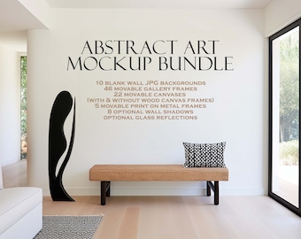 Wall Art Mockup Bundle (10) Abstract Art Mockup, Blank Wall Mockup, Canvas Frame Mockup, Wood Frame Mockup, Gallery Wall Mockup PSD, JPG PNG