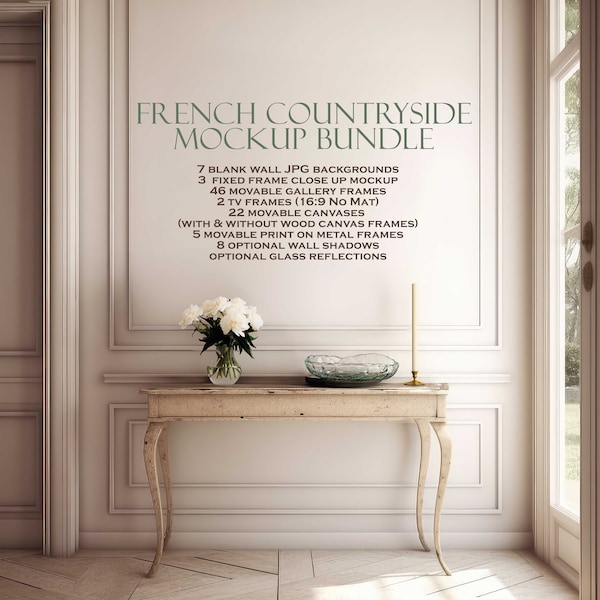 Farmhouse Mockup, Frame Mockup Bundle (10), French Countryside, Shabby Chic Mockup, Cottage Mockup, Country Interior Mockup, JPG PSD PNG