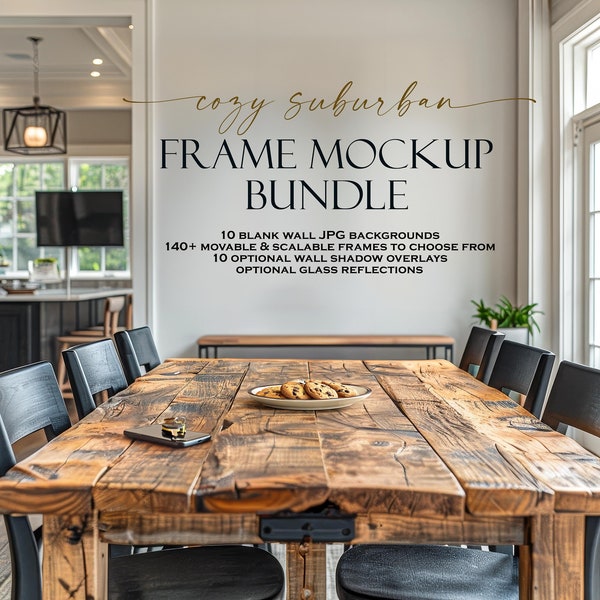 Cozy Suburban Frame Mockup Bundle, Blank Wall Mockup with Movable Frames (PSD PNG JPG)