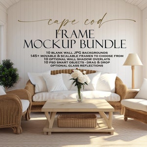 Cottage Frame Mock up Bundle (10), Cape Cod, Blank Wall Mock Up, Frame Mock up Bundle, Empty Wall Stock Photo, Wall Art Mockup, PSD