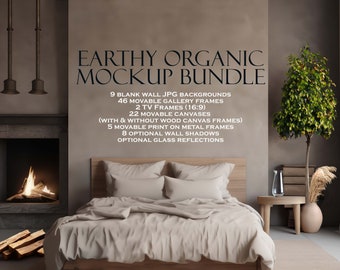 Rustic Mockup, Frame Mockup Bundle (10), Cabin Mockup, Earthy & Organic, Cabin, Art Frame Mockup, Boho Mockup, Wall Art Mockup JPG PSD PNG