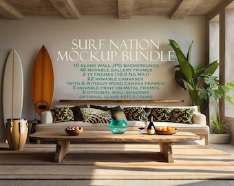 Beach House Mockup Bundle (10), Surf Nation, Coastal Frame Mockup, Blank Wall Mockup, Canvas Frame Mockup, Wood Frame Mockup, JPG PSD PNG