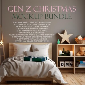 Kids Christmas Frame Mockup Bundle (10), Gen Z, Wall Art Mockup, Canvas Mockup, Blank Wall Mockup, Wood Frame Mockup, Sign Mockup, PSD PNG