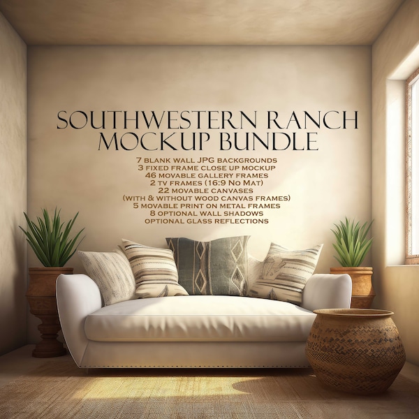 Rustic Frame Mockup Bundle (10), Southwestern Ranch, Interior Frame Mockup, Gallery Wall Mockup, Wall Art Mockup, Blank Wall Mockup PSD PNG