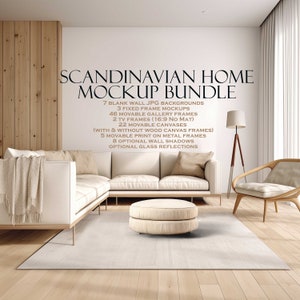 Scandinavian Home, 10 Frame Mockups Bundle, Movable Frames, Wall Art Frame Mockup, Blank Wall Mockup, Interior Neutral Mockup JPG PSD PNG