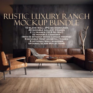 Rustic Luxury Ranch, 10 Frame Mockups Bundle, Canvas Frame Mockup, Portrait Frame Mockup, Blank Wall Mockup, Wall Art Mockup, Cabin Mockup