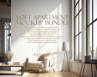 Loft Frame Mockup Bundle (10), Loft Apartment, Blank Wall Mockup, Picture Frame Mockup, Wall Art Mockup, Wall Art Frame Mockup, PSD JPG PNG
