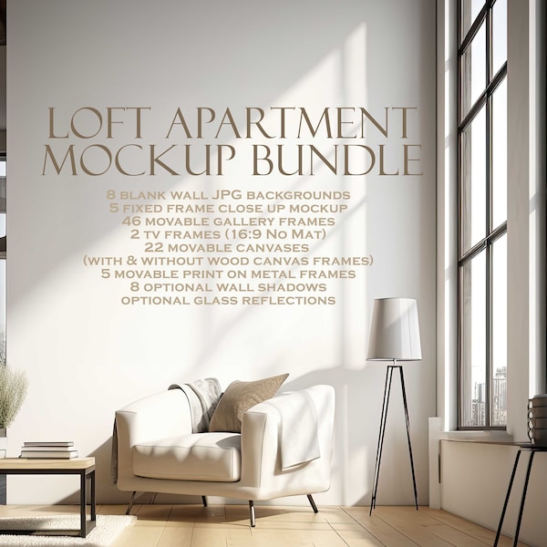 Loft Frame Mockup Bundle (10), Loft Apartment, Blank Wall Mockup, Picture Frame Mockup, Wall Art Mockup, Wall Art Frame Mockup, PSD JPG PNG