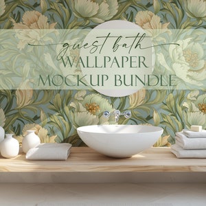 Pacchetto Mockup Cornice Carta da Parati Bagno Ospiti (6), Mockup Parete Vuota, Mockup Parete Vuota, Oggetto Smart PSD / Mockup Murale / Oggetti Smart PSD
