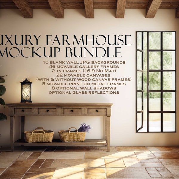 Luxury Farmhouse Frame Mock up Bundle (10), Modern Style Mock Up / Frame Mock up Bundle / Stylish Stock Photo / Template Frame Art  PSD PNG
