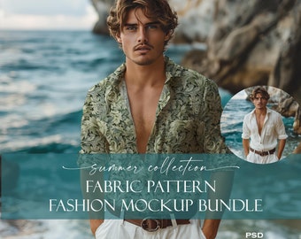 Summer Fashion Mockup Bundle, Fabric Pattern Design (PSD)