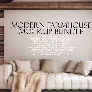 Farmhouse Mockup Bundle (10), Farmhouse Frame Mockup, Wall Art Mockup, Portrait Frame Mockup, Blank Wall Mockup, Cottage Mockup, PSD PNG JPG