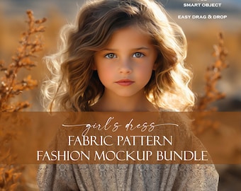 Stoffmuster Mockup, Mode Mockup Bundle, Mädchen Kleid, Kleid Mockup, Shirt Mockup, Kleidung Mock up, Muster Vorlage, PSD JPG