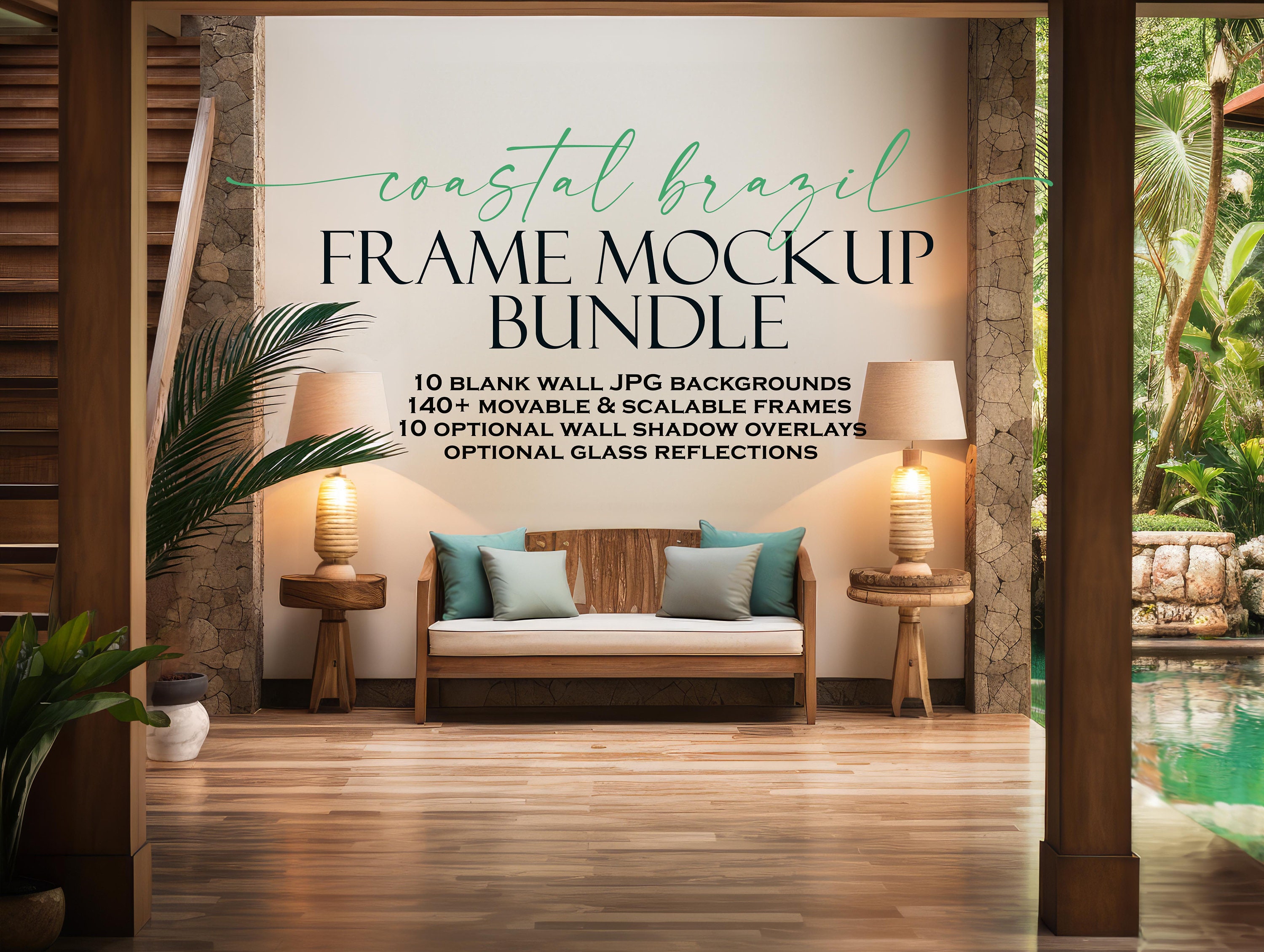Beach House Mockup Bundle (10), Coastal Brazil, Frame Mockup, Blank Wall Mockup, Canvas Frame Mockup, Brazil Mockup, Beach Wall Art Mockup