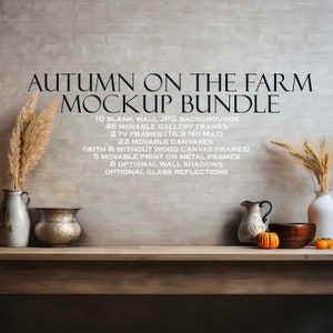 Farmhouse Frame Mockup Bundle (10), Autumn on the Farm, Canvas Wall Mockup, Blank Wall Mockup, Wood Frame Mockup, Sign Background, PSD